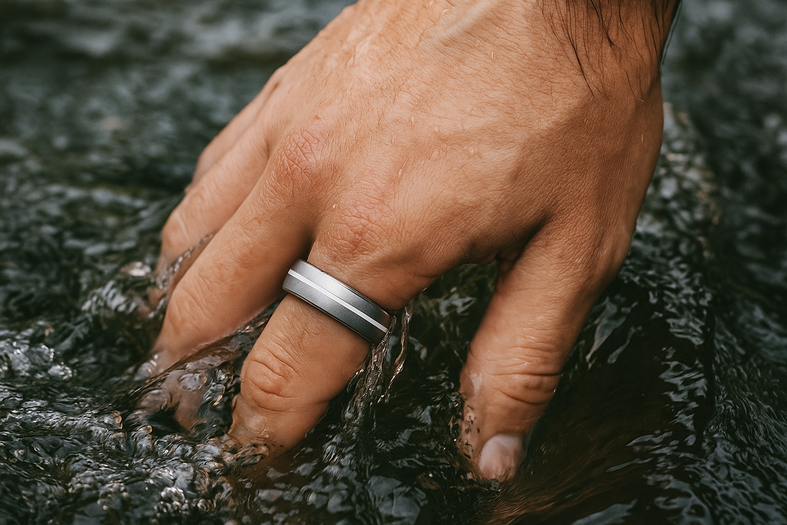 Hand im Wasser mit Ring